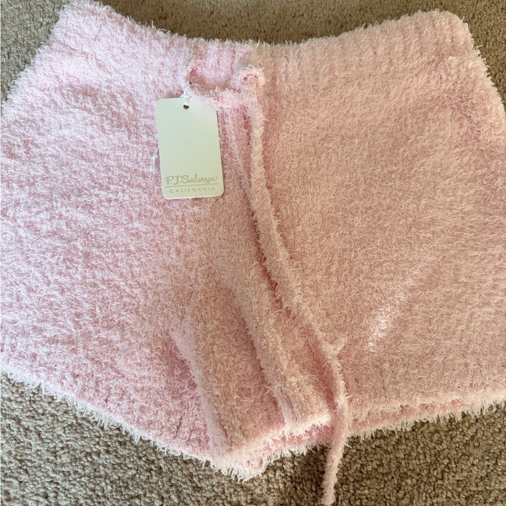 NWT! P.J. Salvage Light Pink Fuzzy Lounge Shorts. XS